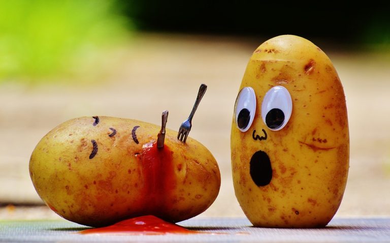 Potato kitchen knife fork murder