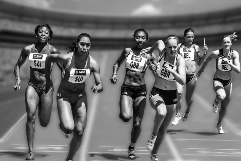 Women, relay race, sports