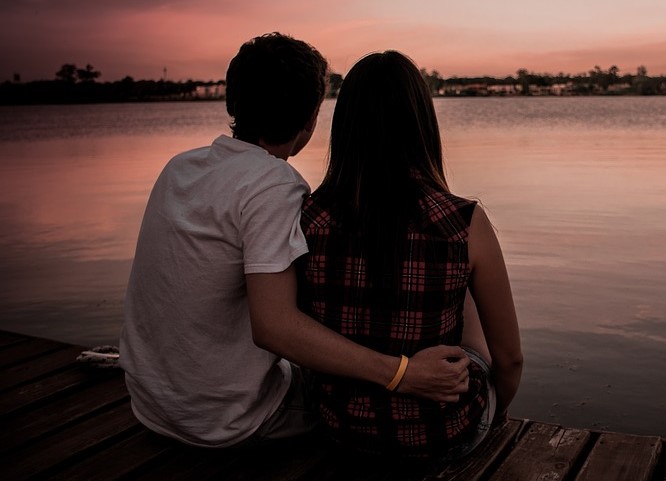 teen couple dock water romance