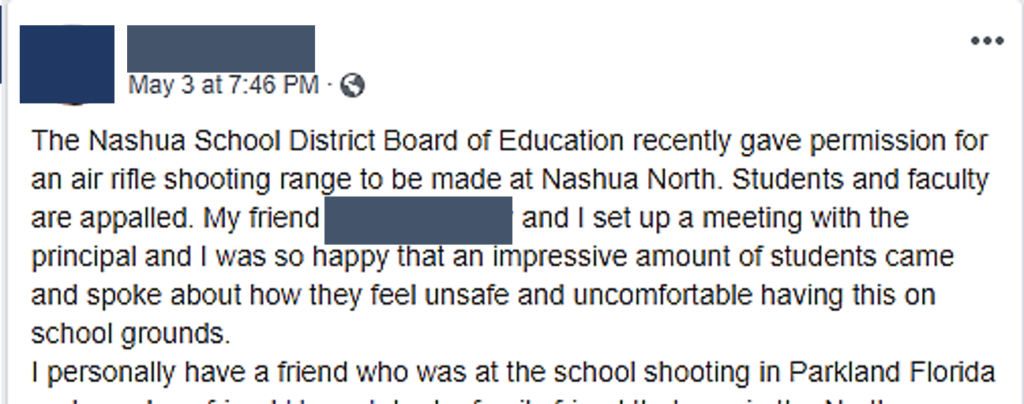 Nashua Student JROTC air rifle remarks