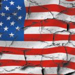 American flag cracks