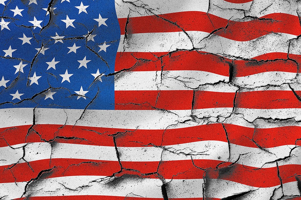 American flag cracks