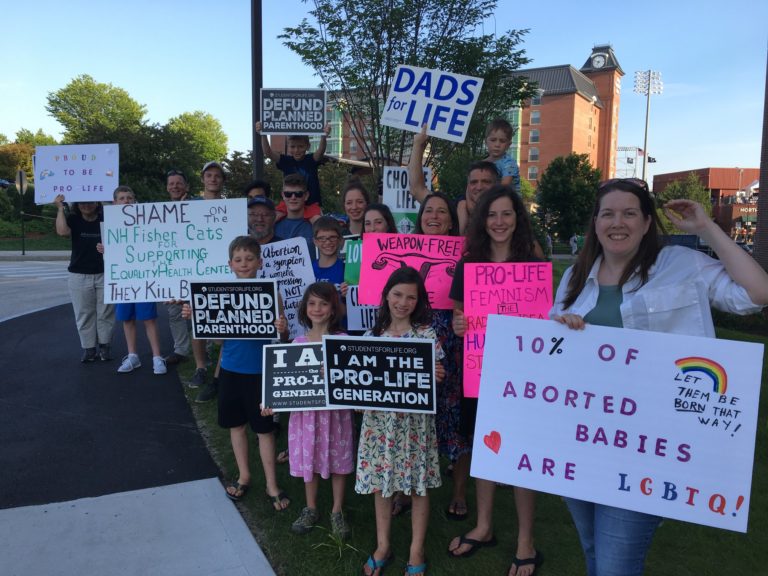 Pro-Life protest at Fisher Cats Game in Manchester 2019
