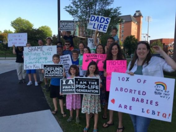 Pro-Life protest at Fisher Cats Game in Manchester 2019