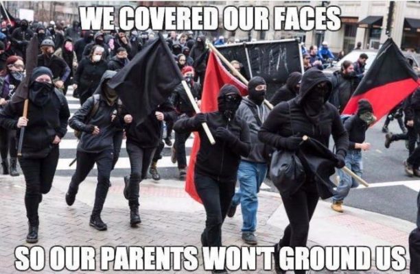 Antifa - Covered faces meme