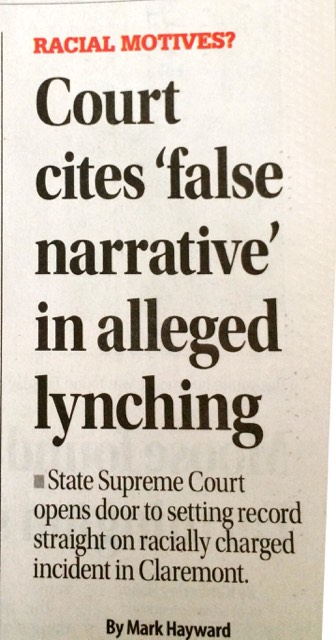 Union Leader Print Headline Claremeont Lynching