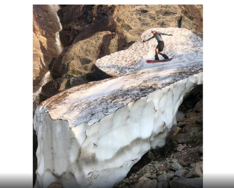 Snowpack in Tuckermans Ravine Aug 3 2019