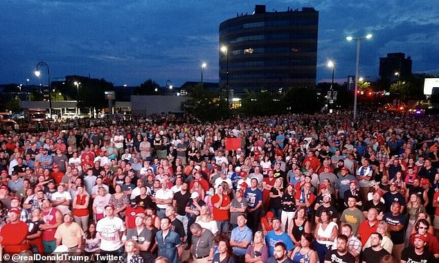 overflow crowd - Trump event in Manchester