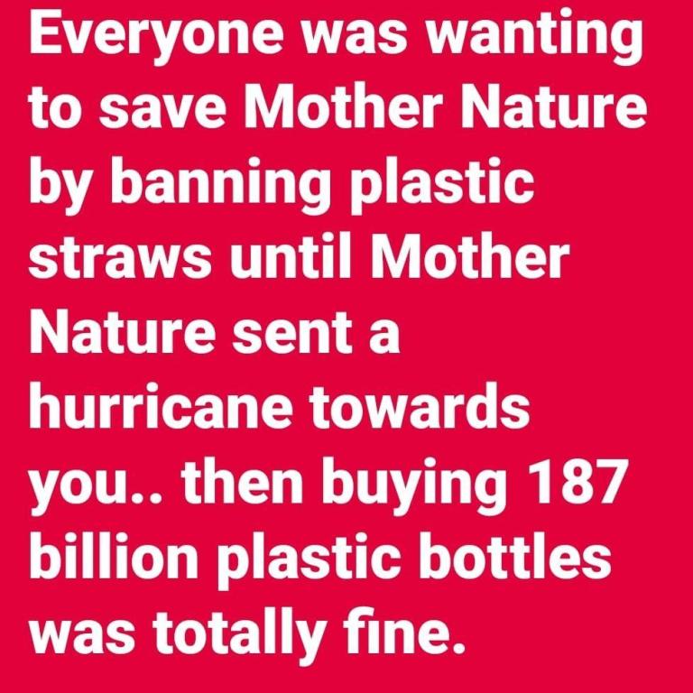 Disaster and plastic water bottles
