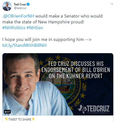 Ted Cruz Obrien endorsement tweet