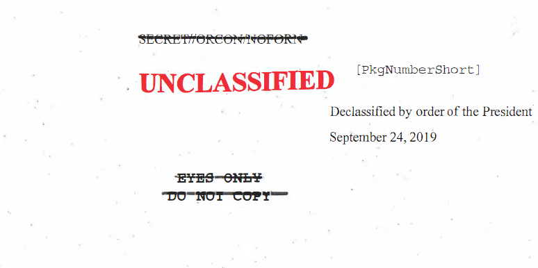 Unclassified Trump Ukraine transcript