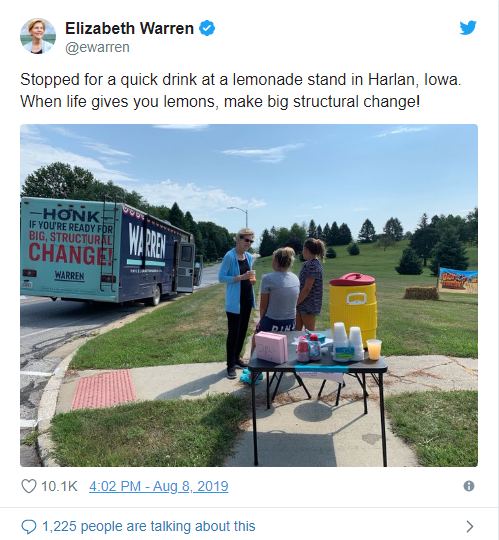 Warren tweet Lemonade