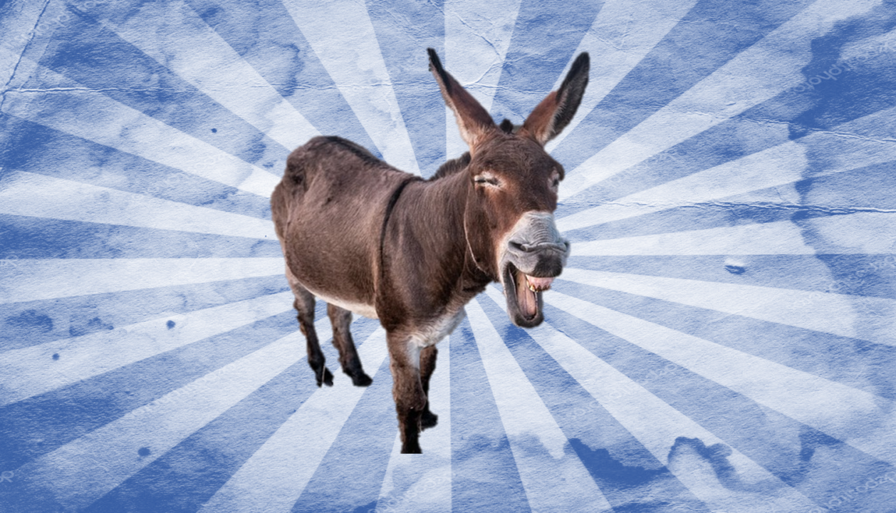 Propaganda braying donkey Blue