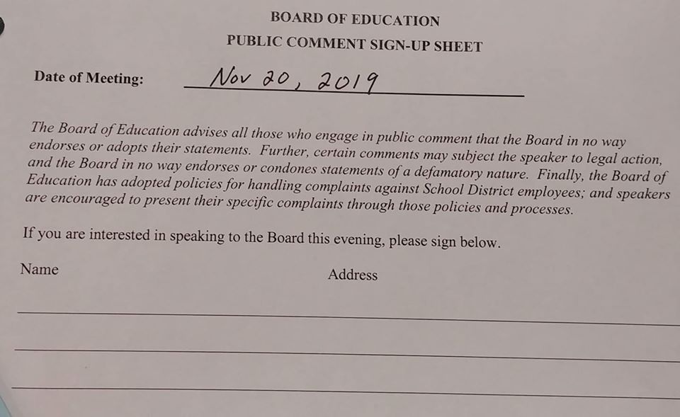 Effort to intimidate speakers at Nashua School Board.