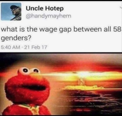 Wage gap between all 58 genders