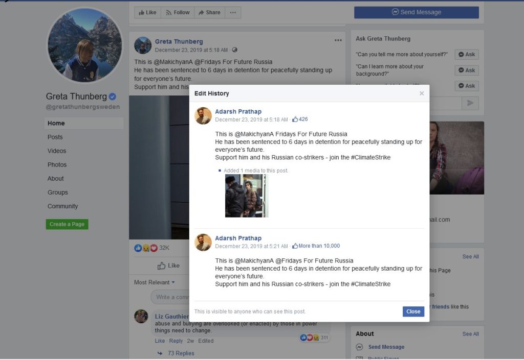 Adarsh Prathap as Greta Thunberg