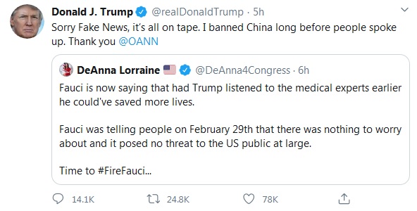 Trump responds to Fauci fake news