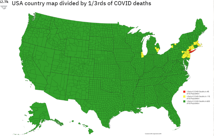 COVID Deaths in US by Thirds