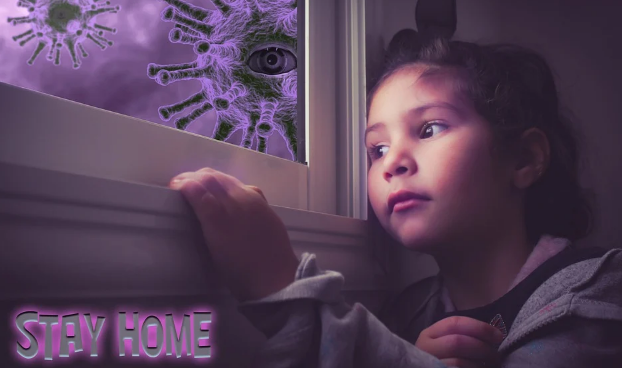 COVID stay home fear little girl
