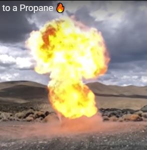 Grenade exploding propane tank