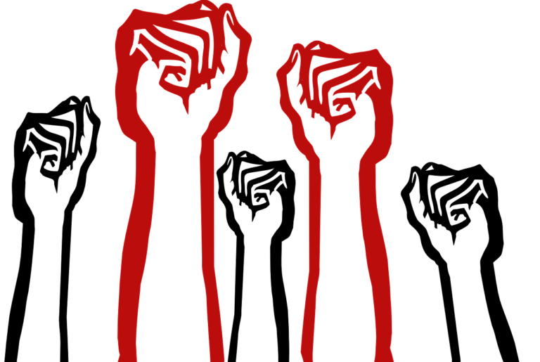 raised fists