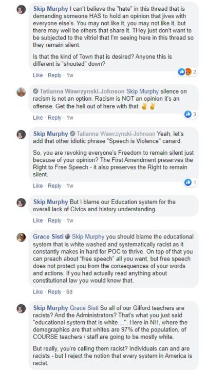 Hate in Gilford - Schools are racists 1