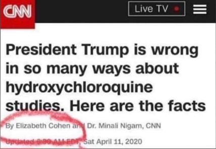 Hydroxychloroquine reporting by Elizabeth Cohen FI