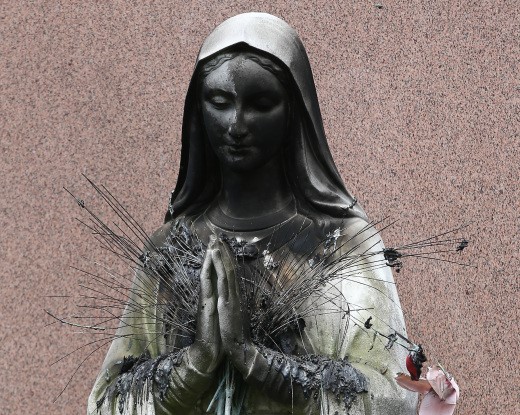 Virgin Mary Statue Vandalized - Boston Herald
