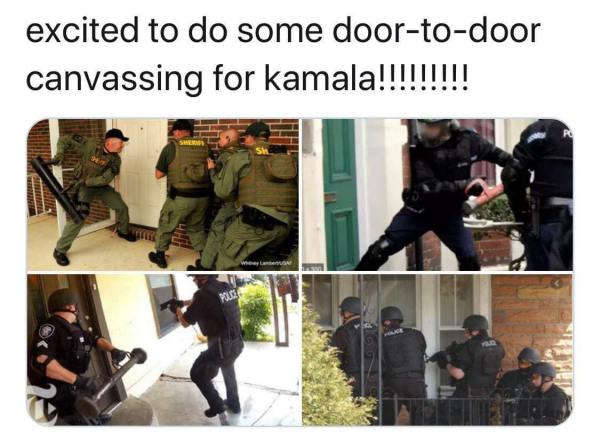 Cops canvassing for Kamala Harris