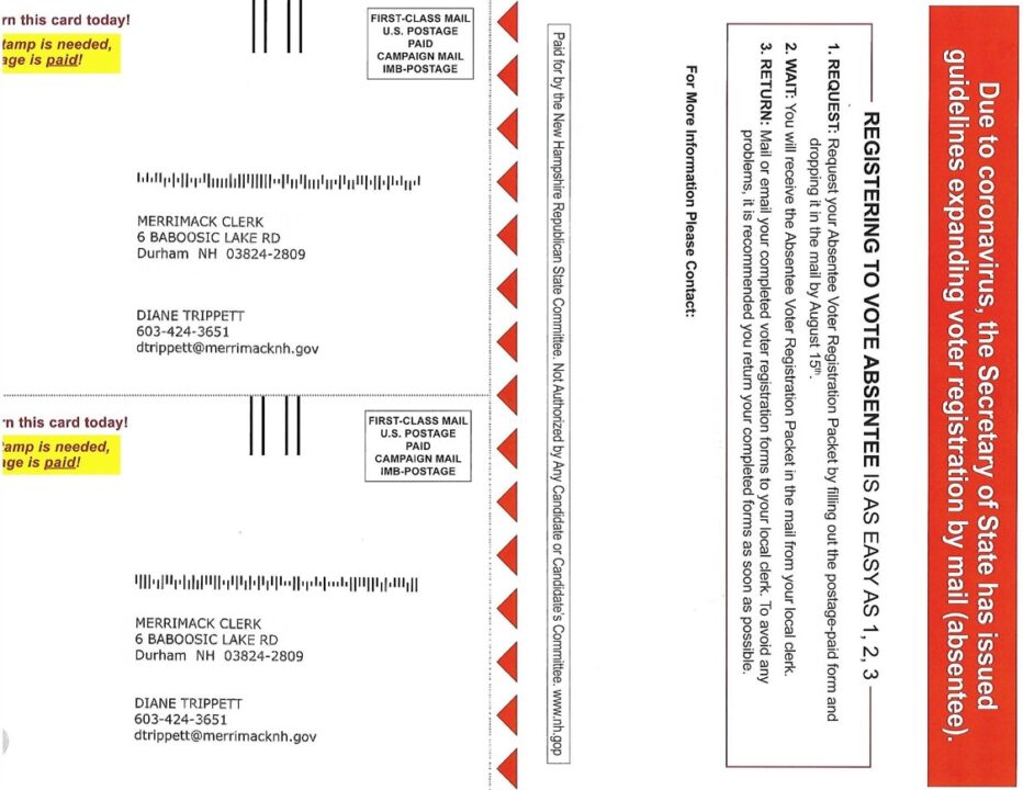 Merrimack Absentee ballot - Return address