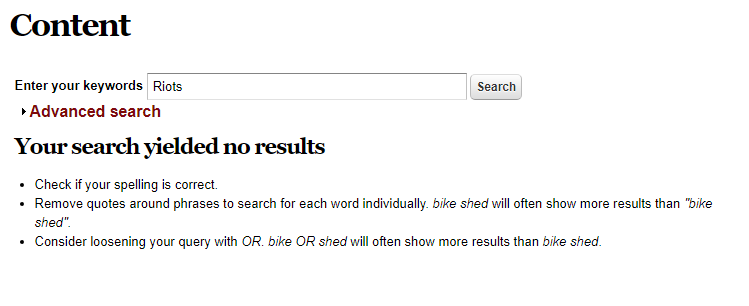 Riots - Kuster page no results