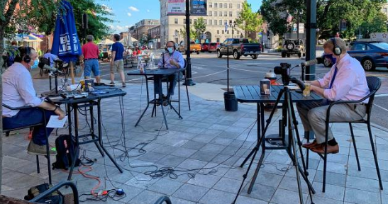 Volinsky and Feltes masked outdoors