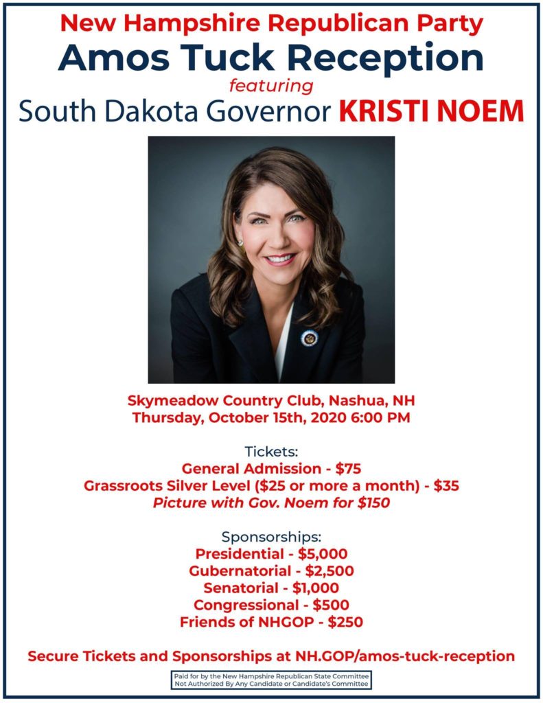 NH GOP Amos Tuck Reception SD Gov Kristi Noem