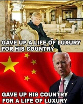 Trump gave up luxury for country biden gave up country for Luxury