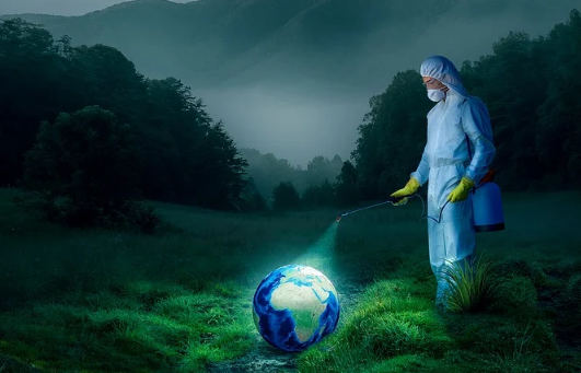 Covid spray the earth