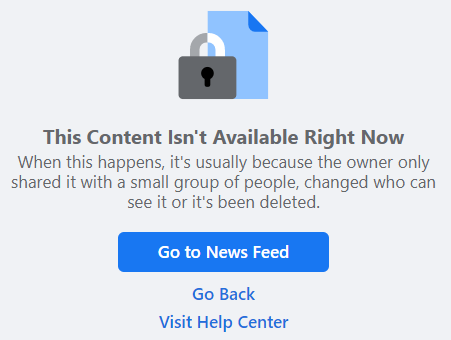 Facebook Content Deleted