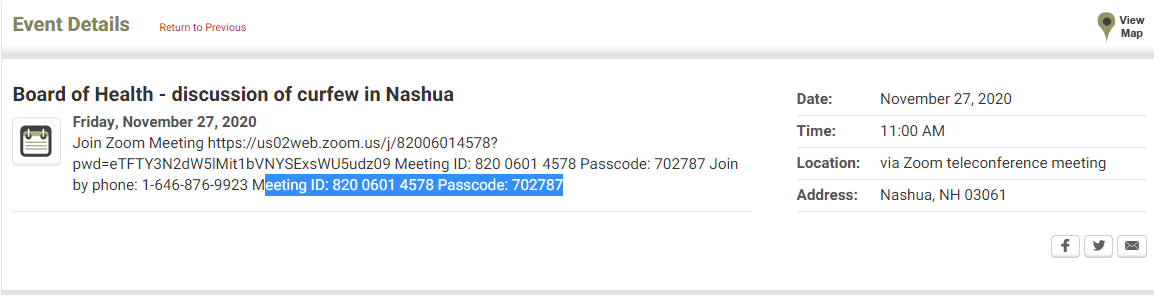 Nashua Board of Health Meeting on Curfew