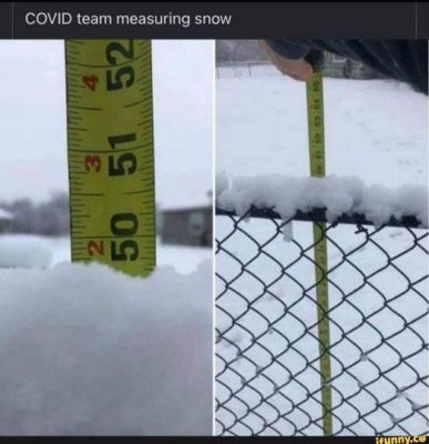 COVID team measuring snow