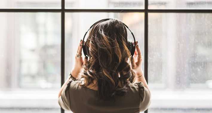 Woman Girl Headphones Listen