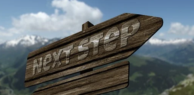 Next step sign mountains climb