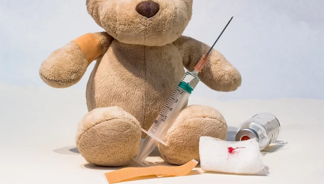 Teddy Bear Hypodermic needle vaccine