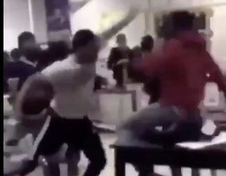Classroom students fighting