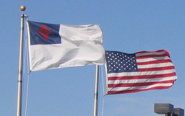 US and Christian flags