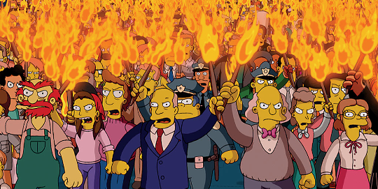 angry simpsons mob