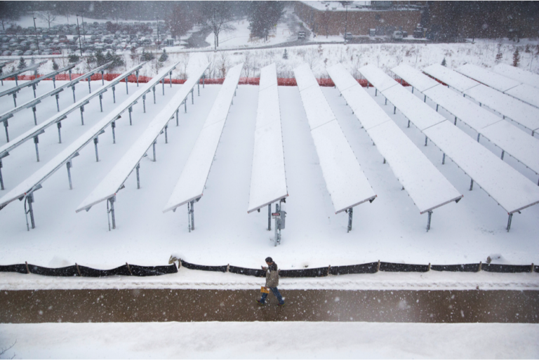 snow on solar panels