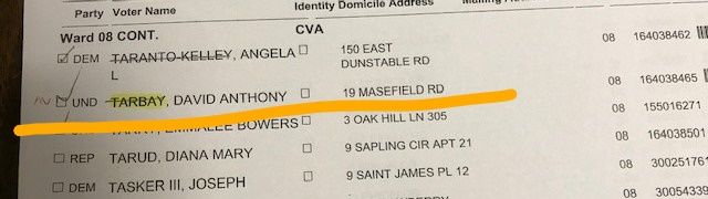 David Anthony Tarbay Checklist