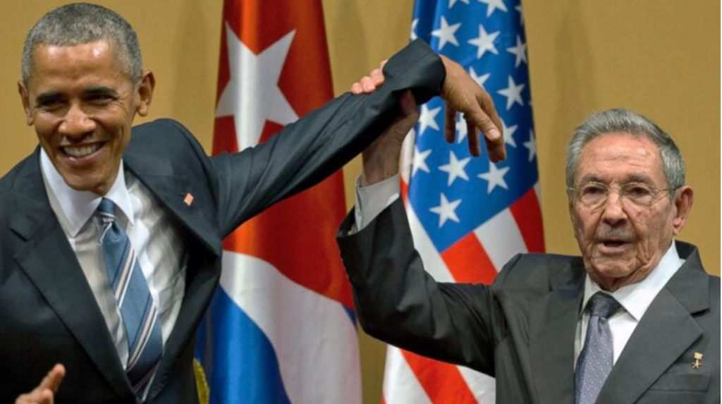 Obama limp wristed photo with Cuban underling