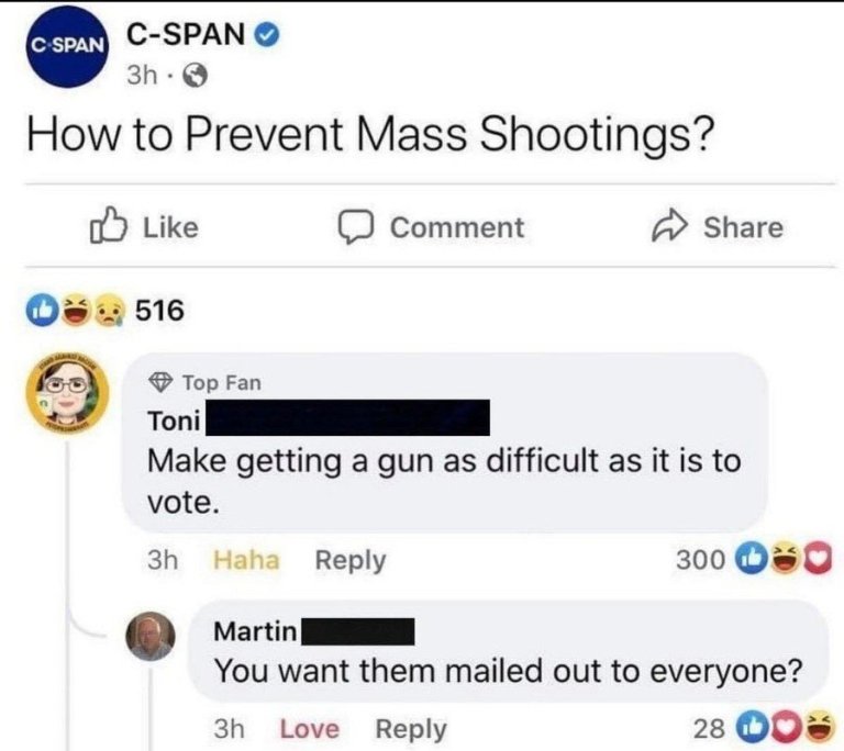 Mailing ballots and guns