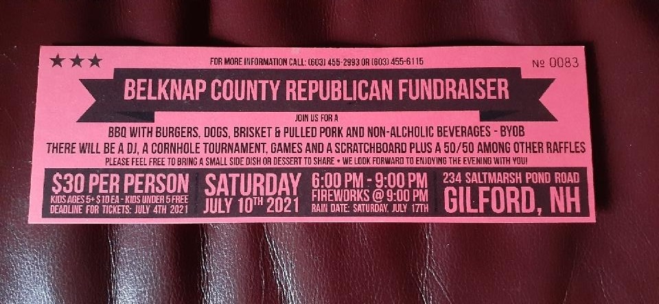 Belknap County Republican Fundraiser ticket
