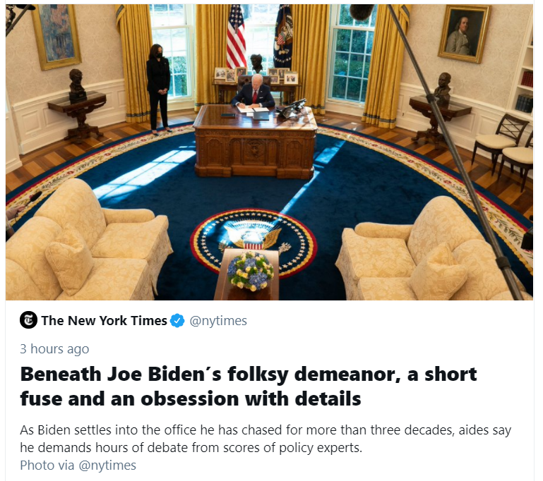 NYT Puff Piece trie to make Biden look presidential
